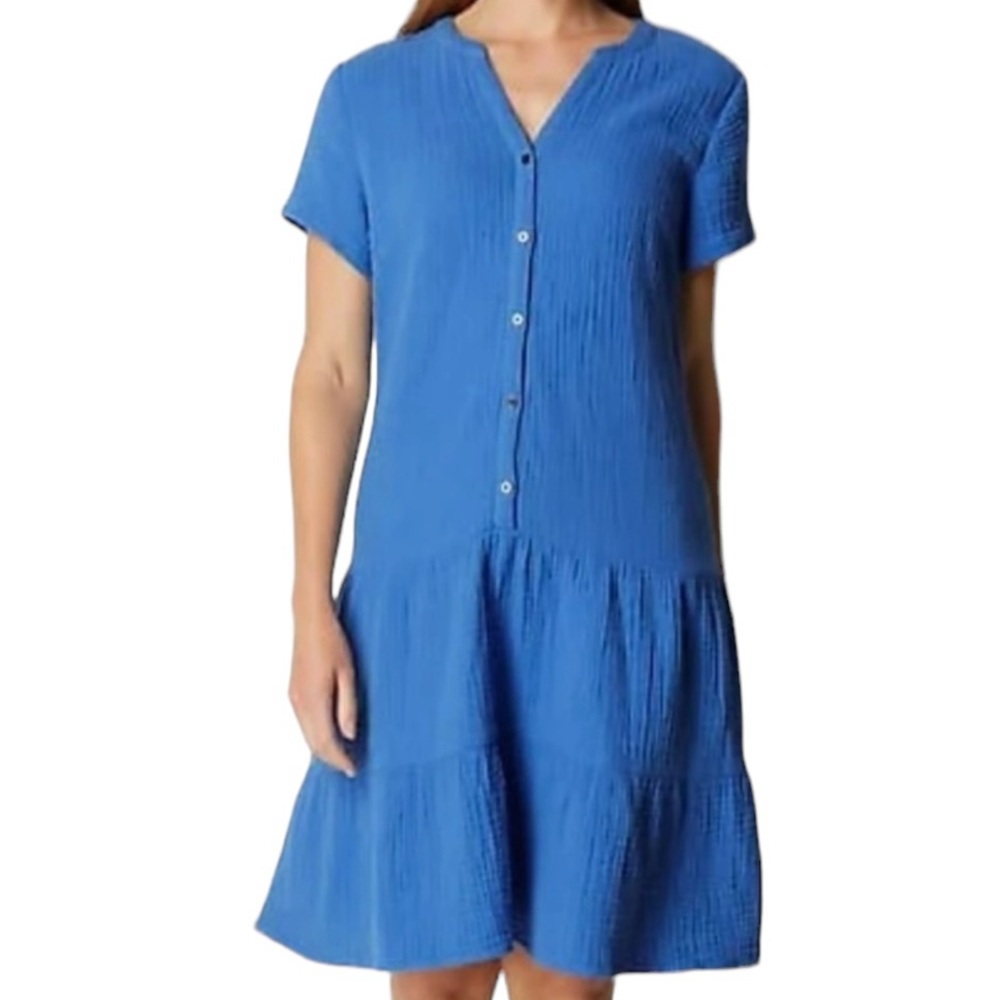 J. Jill Blue Tiered Sundress with V-Neck